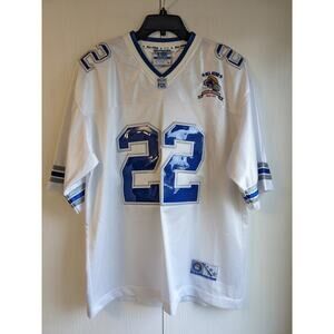 Fox Sport Unisex Blue White Printed Embroidered Logo Football Jersey Size L